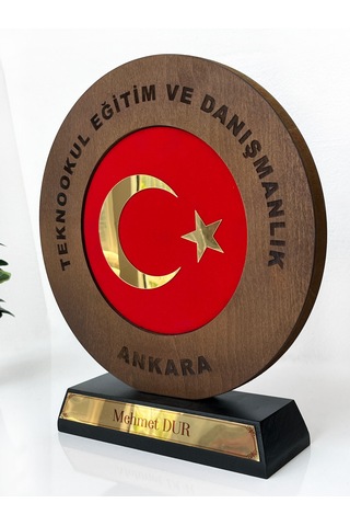 Türk Bayraklı Kurumsal Plaket, Kişiye Özel Ahşap Masa Üstü Ödülü