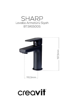 Creavit Sharp Batarya Seti 3 Lü Banyo SR2510S - Lavabo SR1500S - Evye SR8500S Mat Siyah