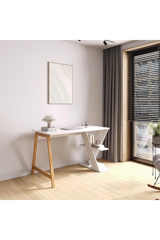Lagomood Olivia Çalışma Masası 120 Cm Beyaz Meşe Beyaz - Meşe