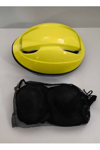 Çocuk Kask Dizlik Dirseklik Set 7 Parça Sarı Sarı