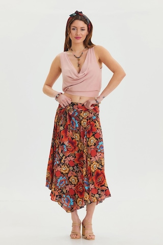 Beli Bağlamalı Salaş Midi Kloş Etek Siyah