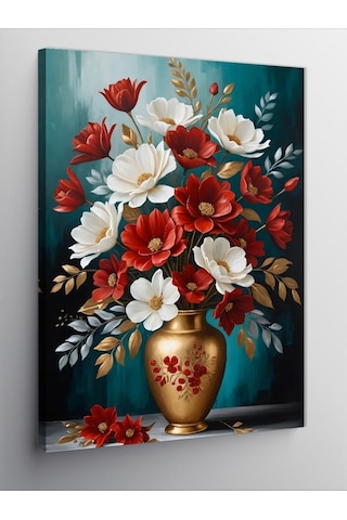 Kanvas Tablo Çiçeklerle Dolu Antika Vazo 70cmx100cm