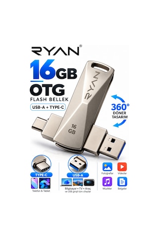 16 Gb Otg Flash Bellek Type-c Usb Bellek Usb 3.0 Çift Girişli 2in1