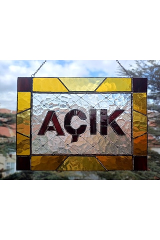 Cam Vitray Pencere Dekorasyonu, Gerçek Cam Rengi Solmaz, Tabela