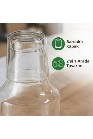 Bardaklı Borosilikat Cam Sürahi 1.75 Litre Isıya Dayanıklı Şeffaf Su Ve Soğuk İçecek Sürahisi Şeffaf