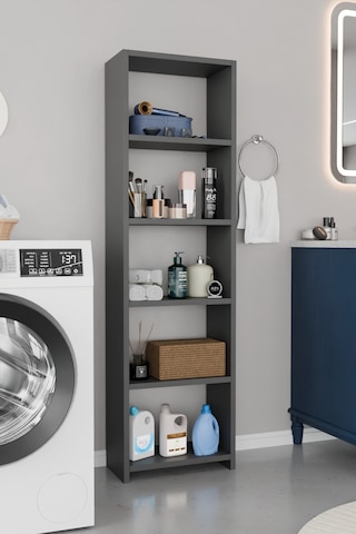 Alpaevmobilya Ahşap 5 Raflı 150 Cm Çok Amaçlı Açık Banyo Dolabı Düzenleyici Raf Ve Çamaşır Odası Dolabı Antrasit