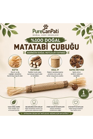 Purecanpati Matatabi Çubuğu Mısır Kabuğu,hasır Ip,matatabi Meyveli 1 Adet