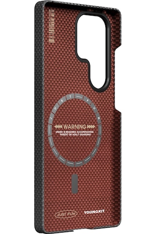 Galaxy S25 Ultra Kılıf Magsafe Uyumlu Aramid Fiber Youngkit 1500d Kevlar Extreme Wing Kapak Siyah