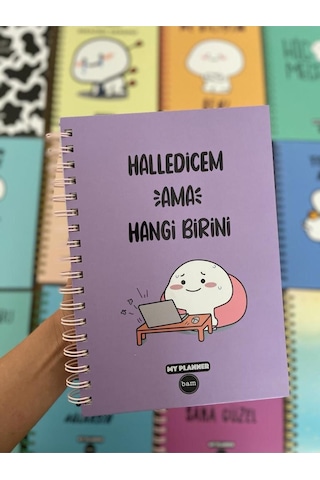 Konsept Halledicem Ama Hangi Birini Tasarımlı Tarihsiz Konuşan Ajanda Planner Mavi