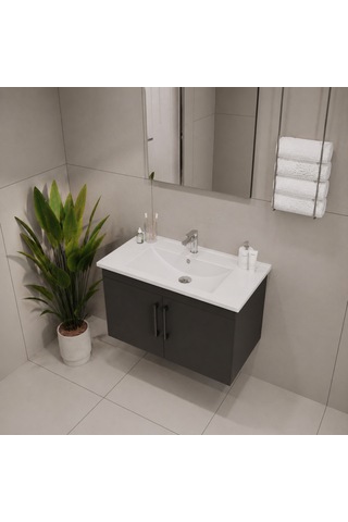 Creavit D20 Banyo Dolabı Seti Çekmeceli 65 Cm Antrasit Gri