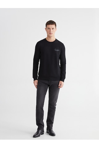 Lcwaıkıkı Classic Siyah Bisiklet Yaka Erkek Kalın Sweatshirt