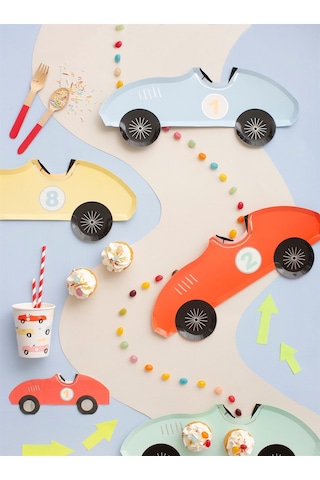 Meri Meri - Race Car Party Cups - Yarış Arabası Bardak - 8'li