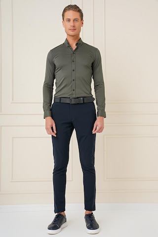 Efor Slim Fit Düğmeli Yaka Esnek Pamuk Klasik Haki Gömlek Gk 727 Haki