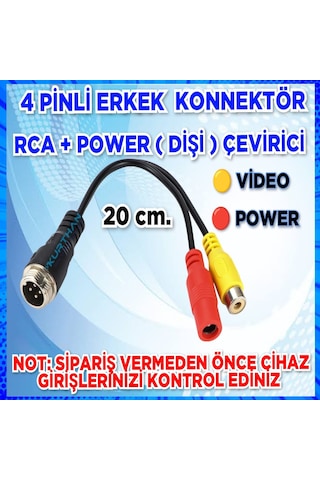 4 Pinli Erkek Konnektör Rca Dişi Dc Dişi Soket Dönüştürücü 20 Cm.