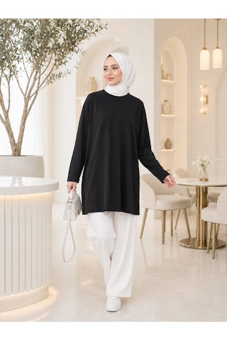 Esra Butik78 Siyah & Beyaz Uzun Kollu İçlik Standart Beden Boy: 75 Cm