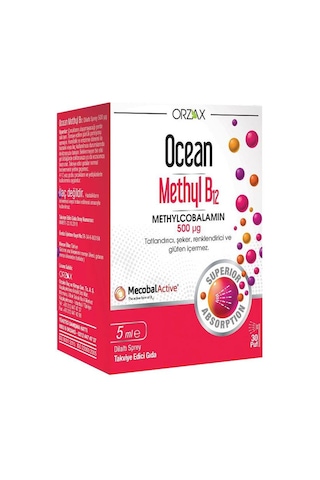 Ocean Methyl B12 500 Mcg 5 Ml Dilaltı Sprey Ocean Methyl B12 500 Mcg 5 Ml Dilaltı Sprey