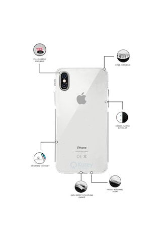 Apple Uyumlu iPhone X Kılıf Kamera Korumalı Tıpalı Şeffaf Silikon Kapak