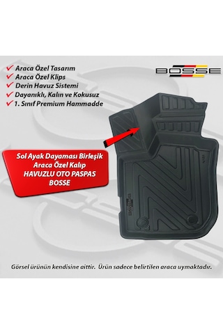 Dacia Sandero Paspas Araca Özel 2008 2020 BOSSE 3D Havuzlu Oto Paspas