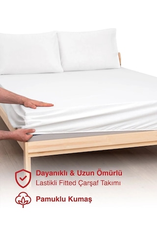 Beyaz Penye Lastikli Çarşaf Pamuklu Kumaş Tek/çift Kişilik