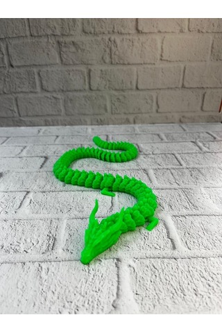 Yeşil Hareketli Ejderha Figürü Esnek Gövdeli Fantastik Dekor 60 Cm