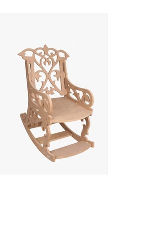 Ahşap Oymalı Sallanan Sandalye Büyük Ahşap
