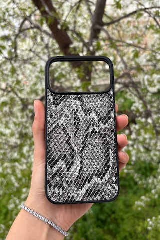 Apple, Uyumlu iPhone 17 Pro Max Yılan Desenli Kabartma Dokulu Kılıf Beyaz