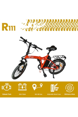 Roxform R-111 Elektrikli Katlanabilir Bisiklet 15ah Shimano Altus Hidrolik Fren Alüminyum Kadro Siyah