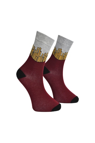 Unisex Patates Kızartması Çorap Bordo - LksÇrp24 Bordo Unisex Patates Kızartması Çorap Bordo - LksÇrp24 Bordo