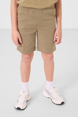 Koyu Bej-camel Pamuklu Oversize Fit Dokuma Hafif Esnek Chino Erkek Çocuk Şort Takım - 11278 Koyu Bej