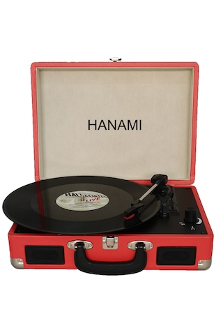 Hanamı Hem Sarjlı Hem Bluetoothlu Tüm Plakları Çalan Pikap Kırmızı