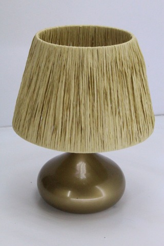 Üzüm Abajur Rafya Başlık Metal Elips Ayak Bej Eskitme