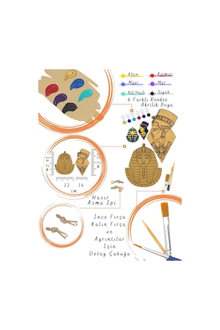 Firavun Tutankamon Ve Kraliçe Nefertiti Ahşap Boyama Tuval Seti Hediye Hobi Kiti Büyük Boy 2 Li Set 30 Cm 26 Cm