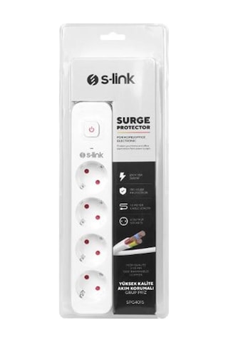 S-link Spg401s 1.5m 1.5mm 100 Yüzde Bakır 750 Joule 4 Lü Anahtarlı Akım Korumalı Priz Kdo