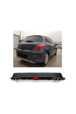 Peugeot 308 Uyumlu Body Kit Difüzör 4 Çıkış Yuvarlak Siyah Model 2