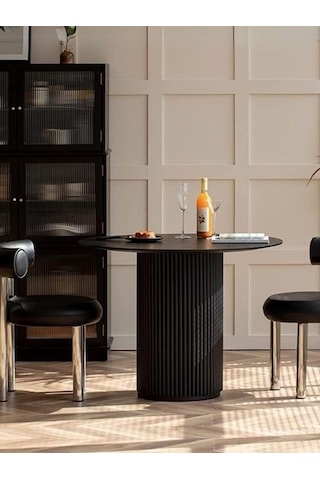 Breeze Yuvarlak Ahşap Bohem Masa 90x90 Beyaz