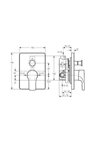 Ideal Standard Attitude Ankastre Banyo Bataryası - A4607aa- Krom