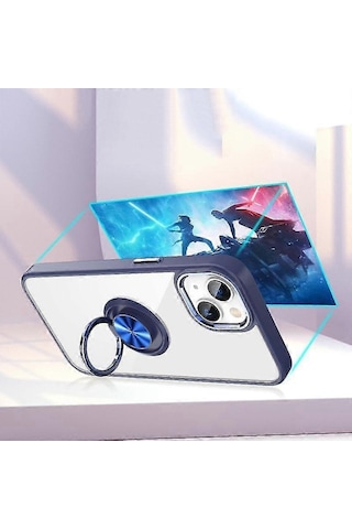 İphone Uyumlu 15 Ring Kickstand Koruyucu Telefon Kılıfı Şeffaf Akrilik+tpu Elektrokaplama Kapak