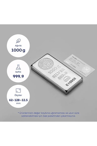 Nadir 1000 Gram 1 Kg Külçe Gümüş