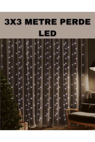 3x3 Led Şelale Perde Işık Kutlama Ve Dekor Aydınlatması Renkli