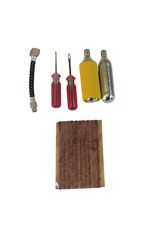 Acil Lastik Tamir Kiti 16 Gram Çift Karbondioksit Tüplü + 10 İnce Fitil + Delici Ve Tığ Aparatlı
