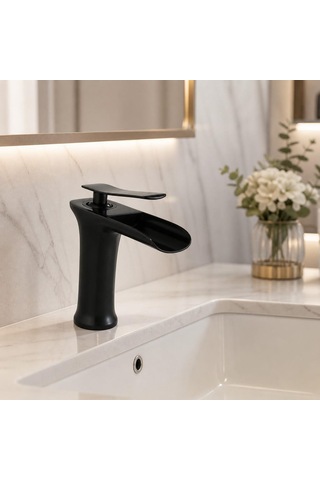 Edge Kısa Lavabo Bataryası Mat Sıyah Siyah
