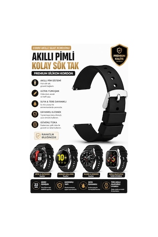 Amazfit Gtr 2 Uyumlu Siyah Yumuşak Silikon 22mm Akıllı Saat Kordonu