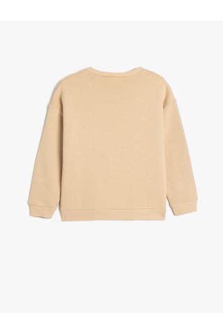 Koton Oversize Sweatshirt Köpek Baskılı Uzun Kollu Bisiklet Yaka Şardonlu Bej 5wkb10563tk Ekru