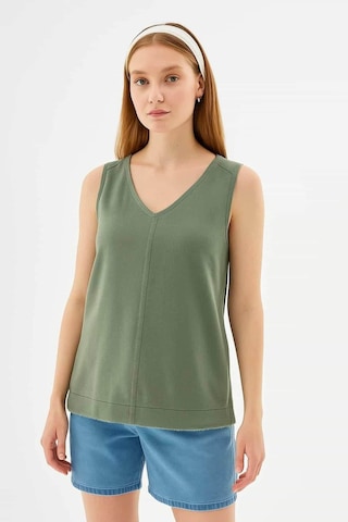 Fashion Friends V Yaka Haki Kadın Bluz 26y0530k1