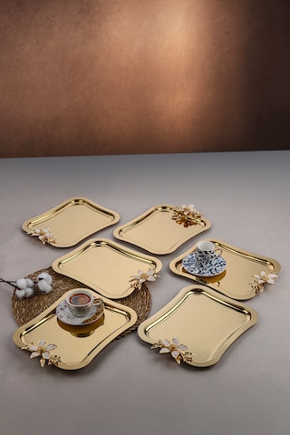 İtalyan Model Papatyalı Kahve-Çay Sunum Ve Servis Tepsisi