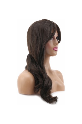 Hafif Daalı Orta Boy Perçemli Fiber Sen Peruk / Koyu Espresso Kahve 2466863