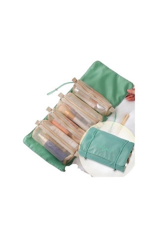 Trendooze Taşınabilir Kozmetik Çıkarılabilir Çantası-yeşil Arada 4'ü 1 Ko Yeşil