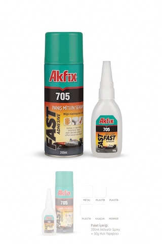 Akfix 705 Hızlı Yapıştırıcı 200 Ml / 50 Gr Aktivatörlü Mdf Kit Ga060 6 Adet