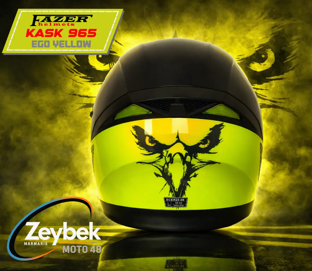 Ego Yellow Kask 965 Çene Açılır Kask Ego Sarı Desenli Kask