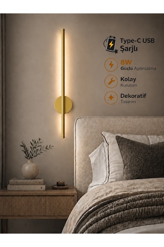 Flame Sarjlı Led Aplik 8w 3200k Gün Işığı 75cm Duvar Tipi /tablo Dekoratif Işık Eskitme